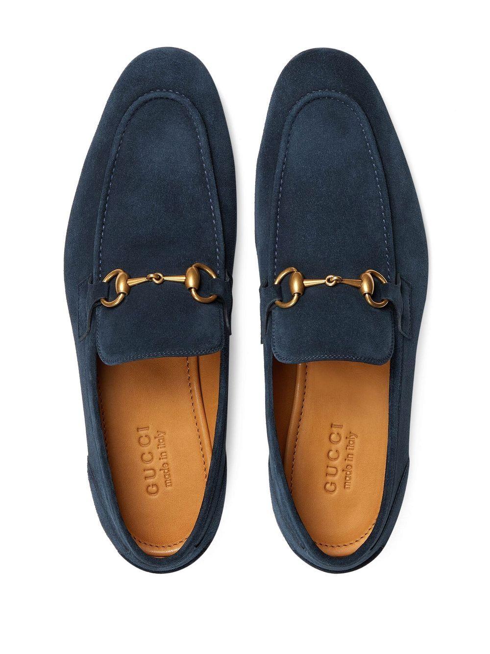 Gucci Jordaan Horsebit-detail Suede Loafers in Blue for Men | Lyst