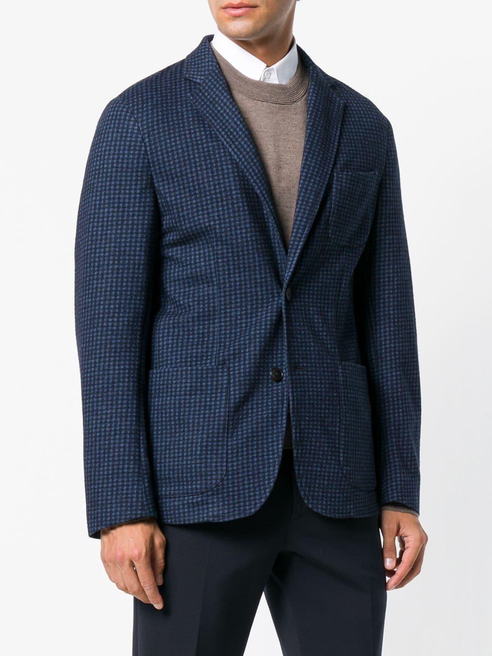 Z Zegna Wool Checked Blazer in Blue for Men - Lyst