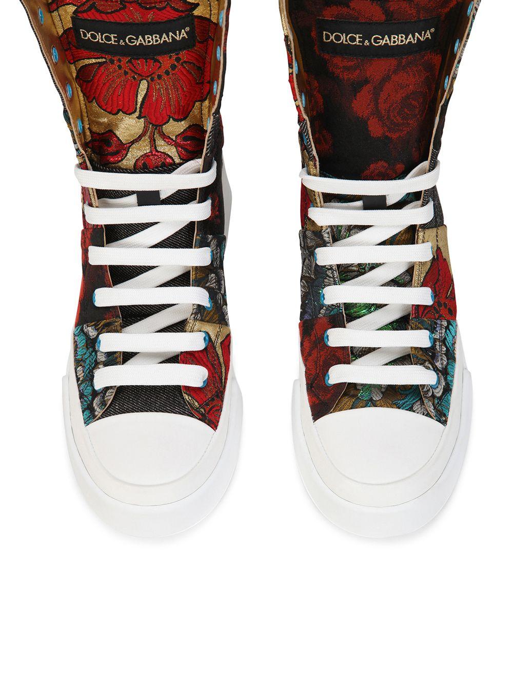 Dolce & Gabbana Patchwork-print Sneakers in Red | Lyst