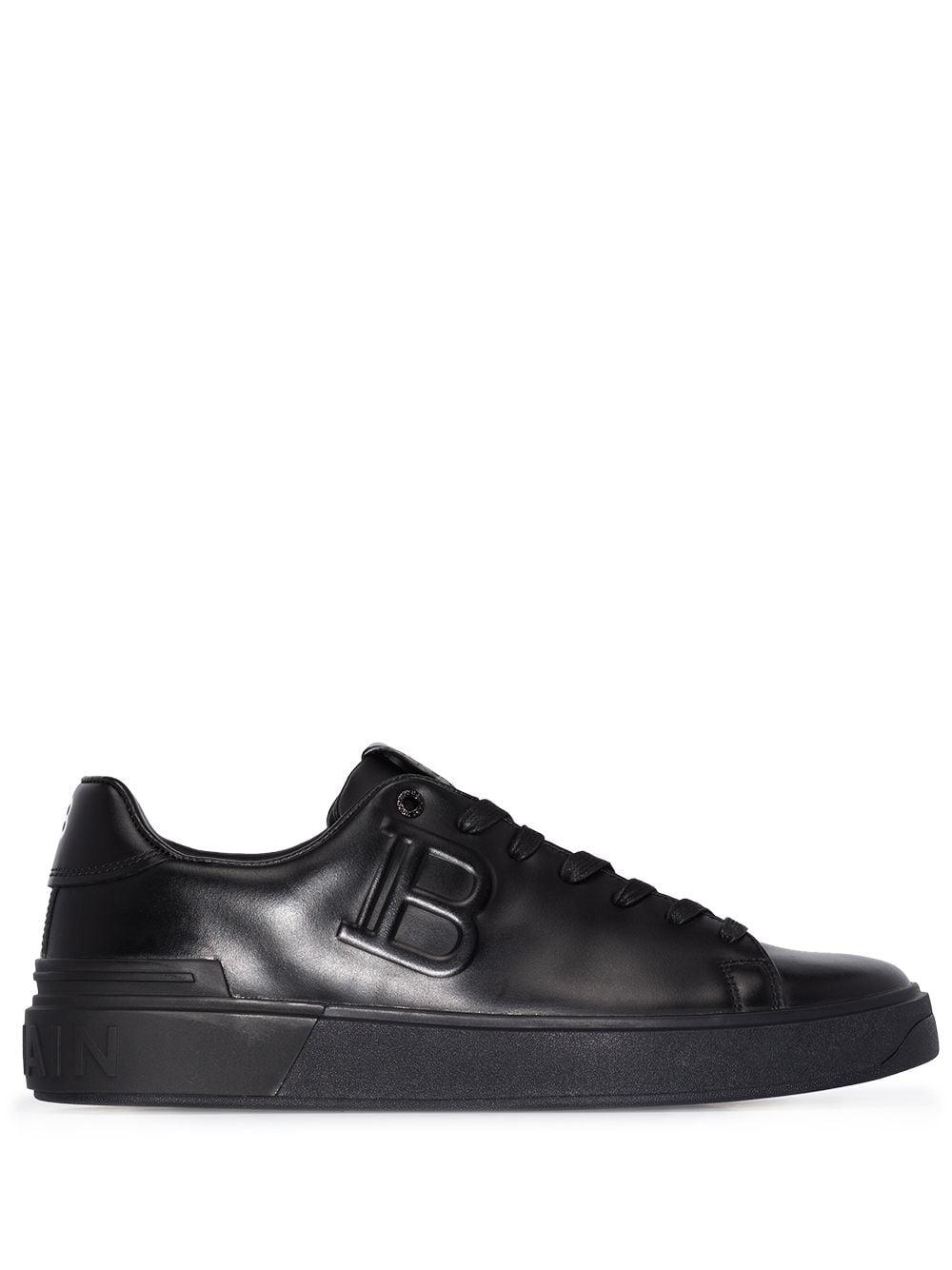 Balmain Leather B-court Embossed Low-top Sneakers in Black for Men - Lyst