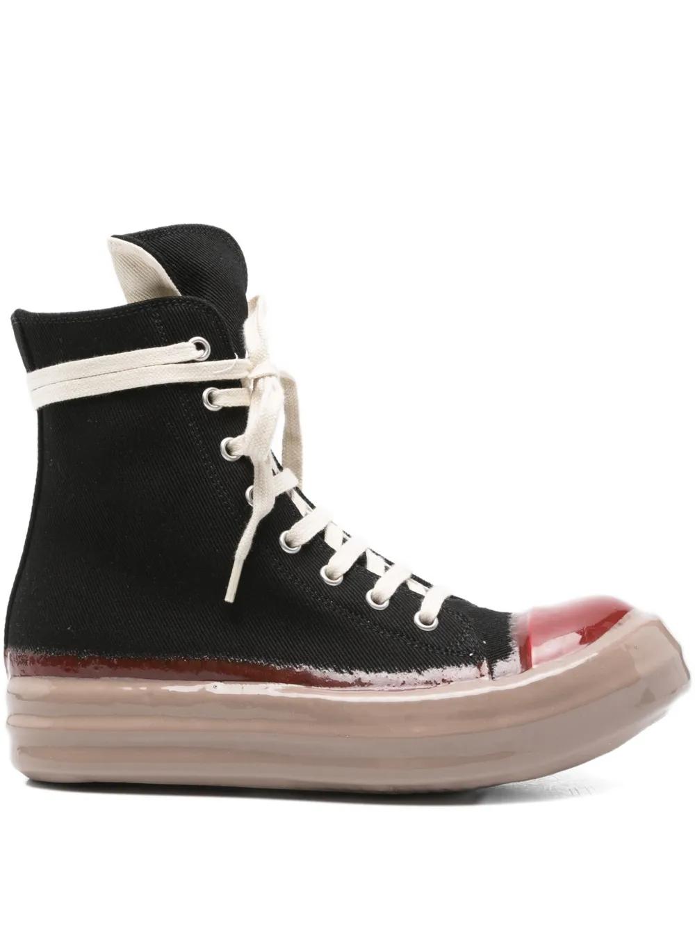 Rick Owens ブラック レースアップ プラットフォーム スニーカー Rick Owens レースアップ レザースニーカー | ブラック