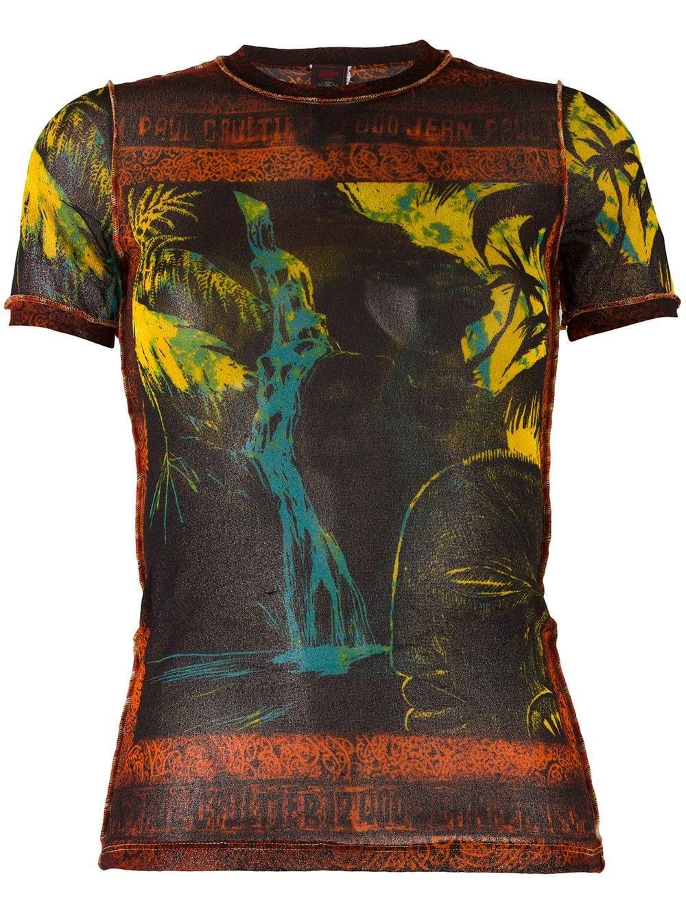 Jean Paul Gaultier Pre-Owned Waterfall Print Sheer T-shirt in Black - Lyst