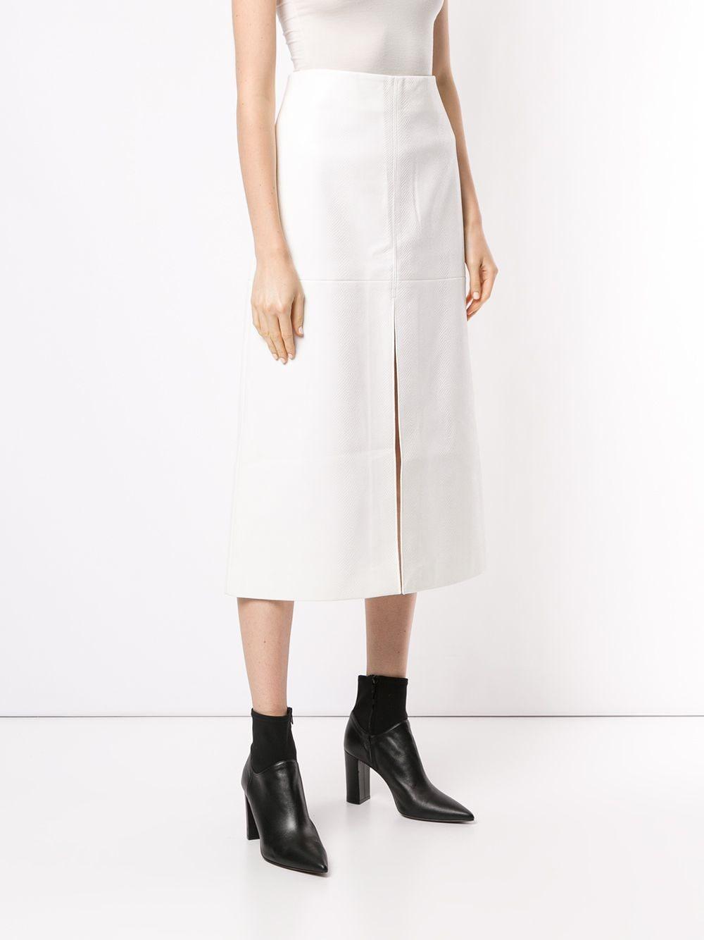 we11done Python Print Faux Leather Front Slit Skirt in White - Lyst