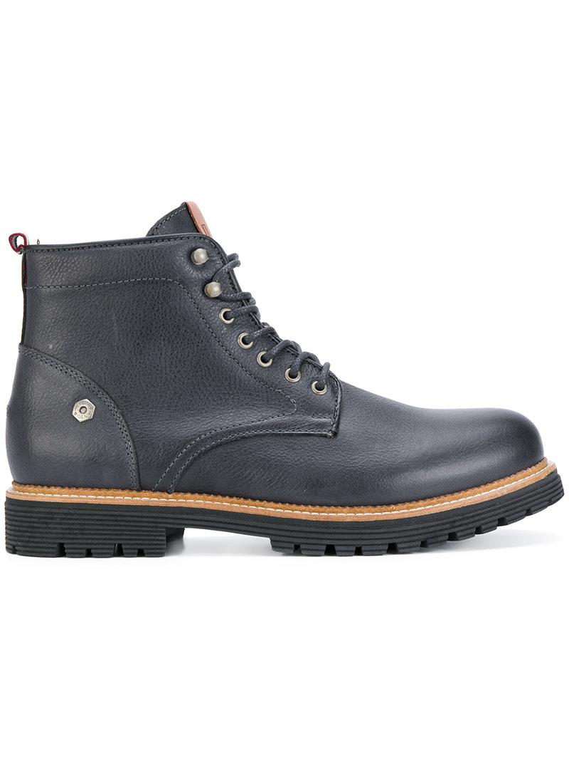 Tommy Hilfiger Leather Ankle Boots in Blue for Men - Lyst