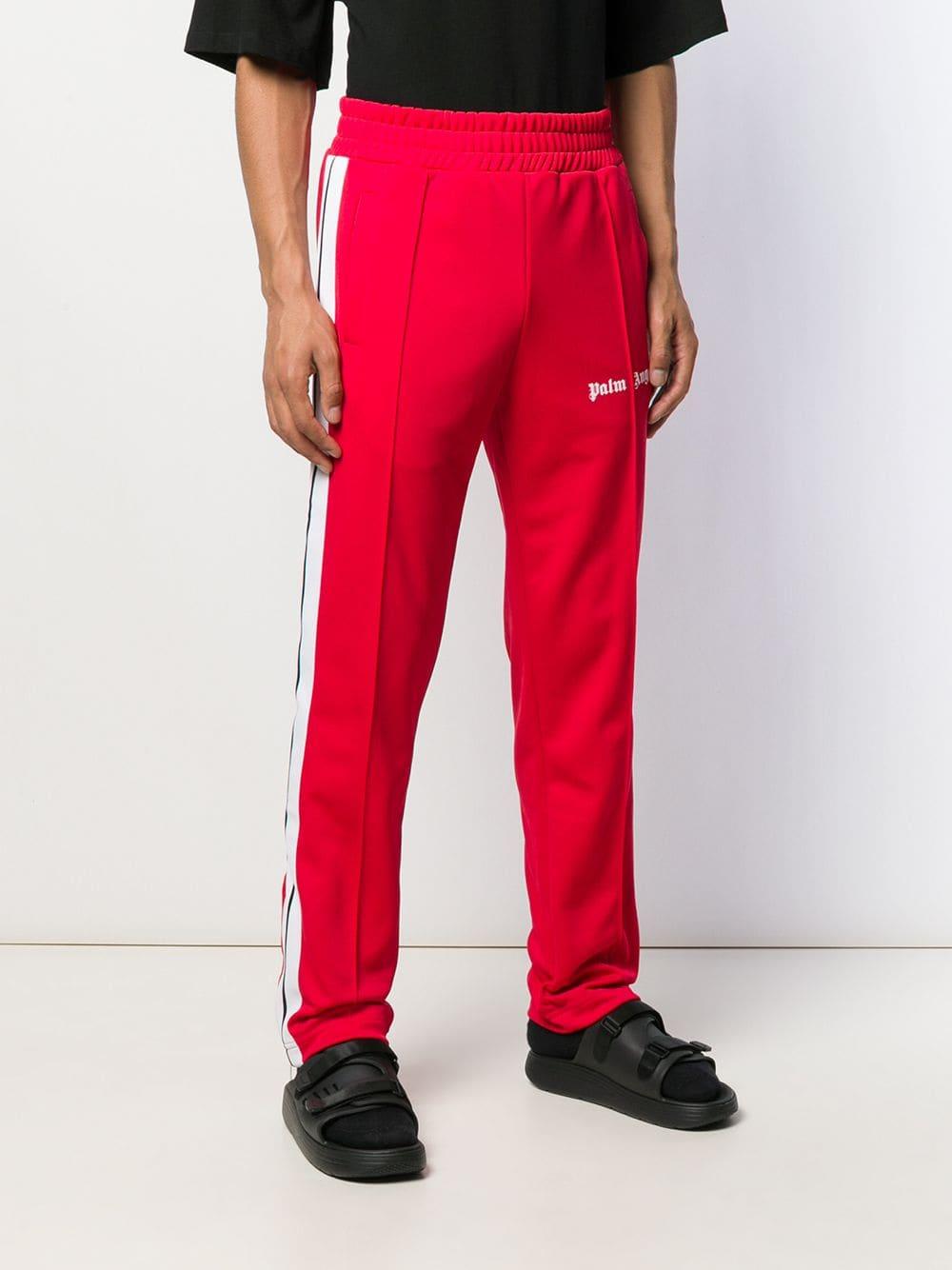 Palm Angels Denim Side-striped Track Pants in Red for Men - Lyst