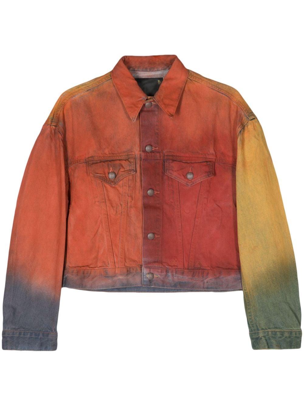 Cropped orange denim jacket new arrivals