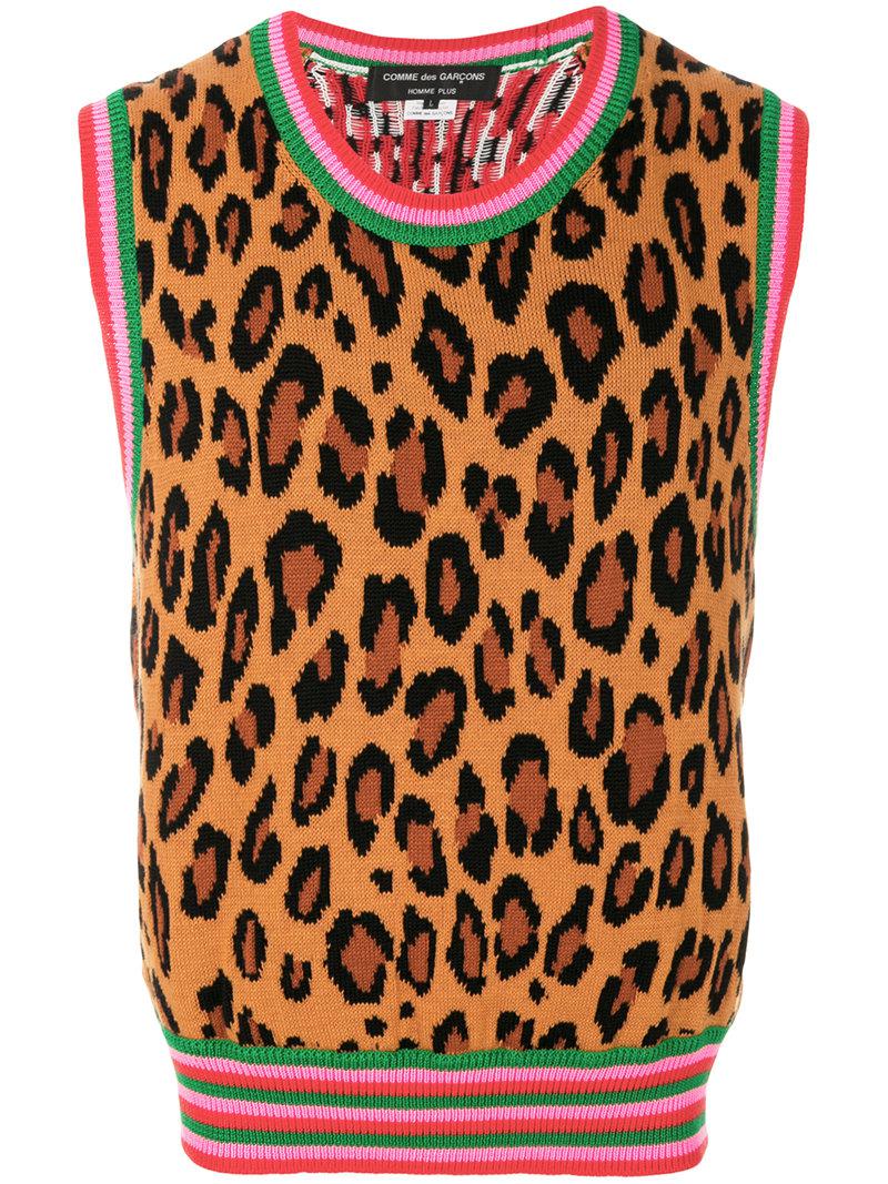 Comme des Gar ons Leopard Print Sweater Vest for Men Lyst Canada