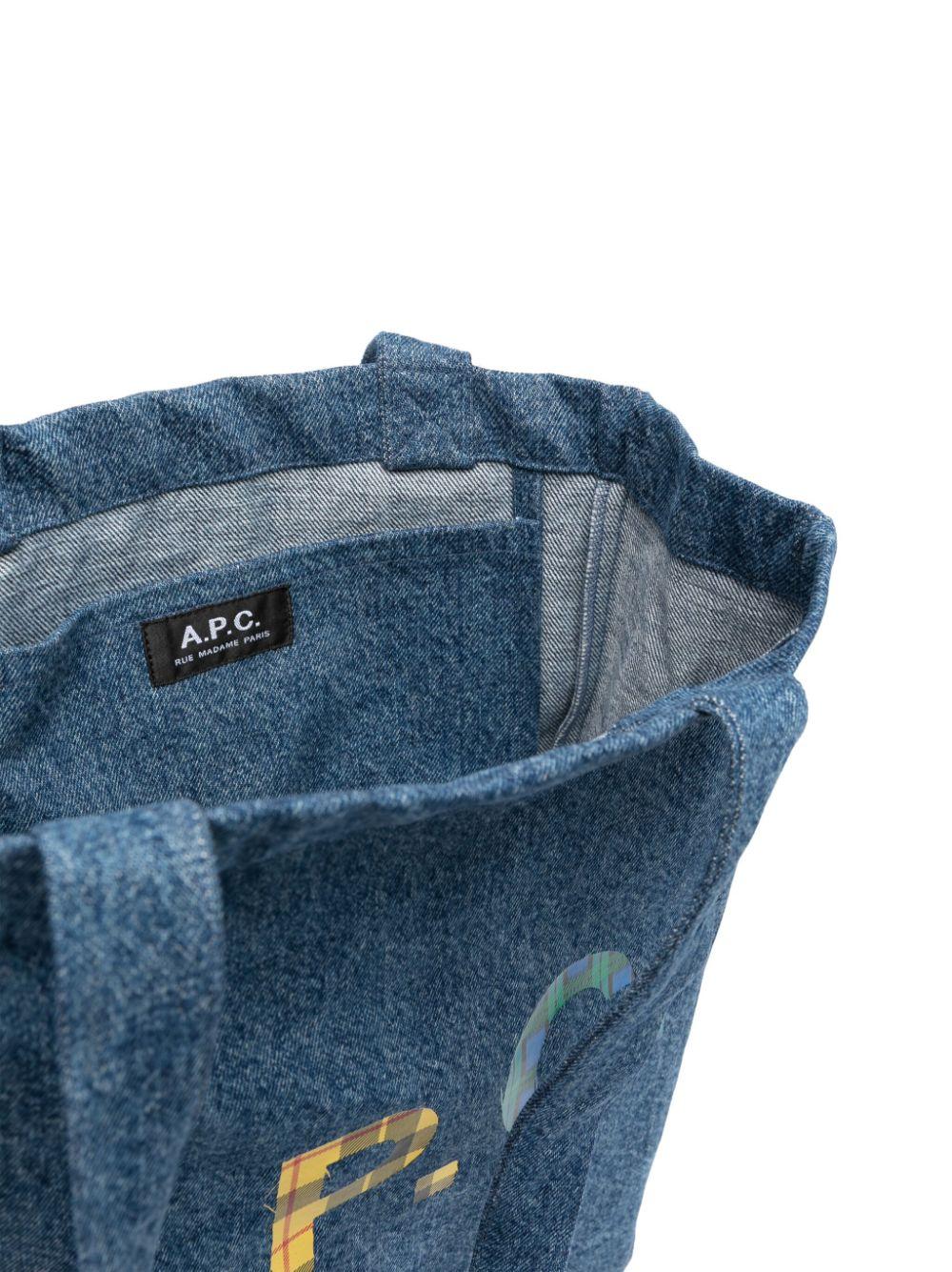 A.P.C Logo Denim Tote Bag - Blue
