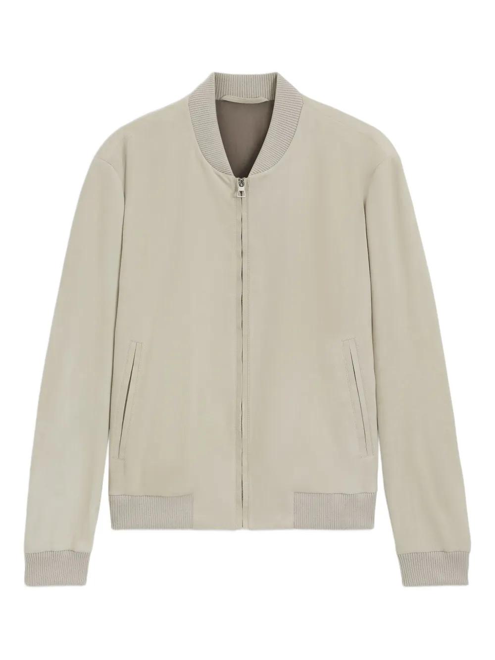 BOSS X David Beckham Leather Bomber Jacket in White for Men | Lyst