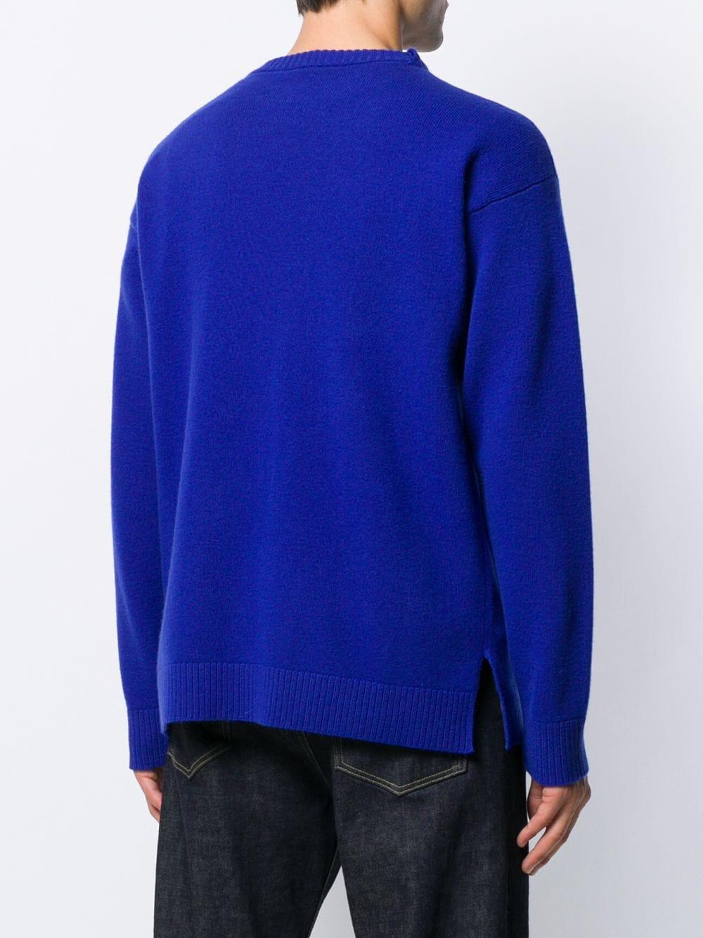 Loewe Leather Anagram Sweater in Blue for Men - Lyst