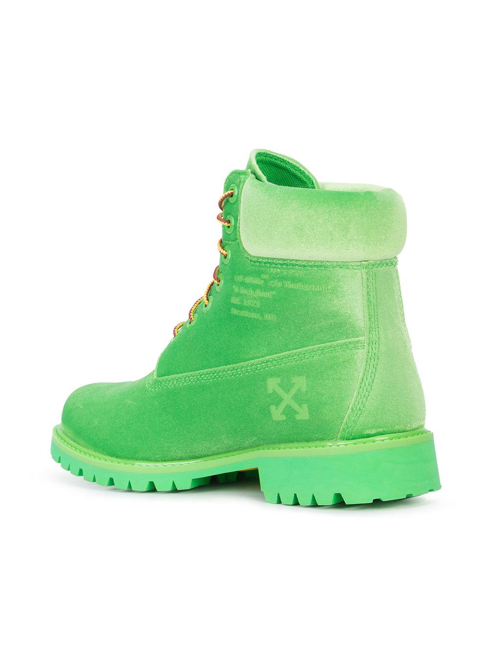 Off-White c/o Virgil Abloh X Timberland Velvet Boots in Green for Men | Lyst