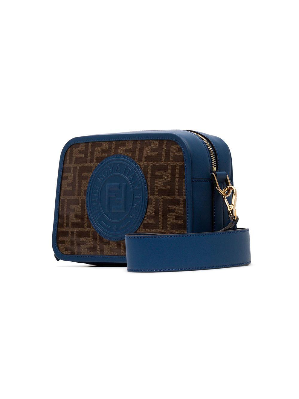 Fendi Brown And Blue Camera Case Logo Print Leather Cross Body Bag in Black Lyst Australia