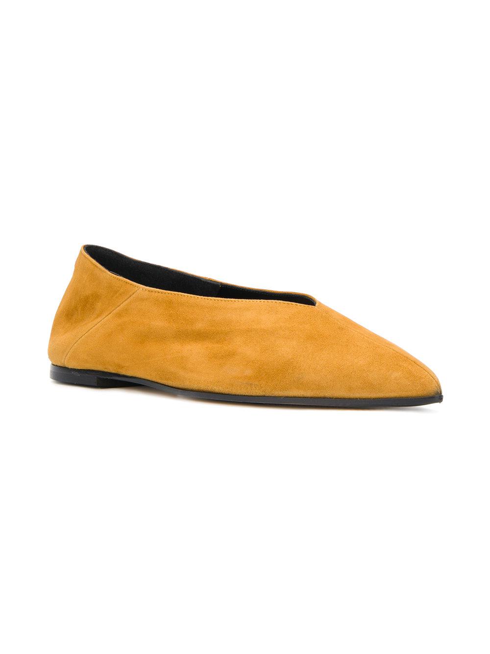 Aeyde Suede Flat Pointed Ballerina Shoes in Orange - Lyst