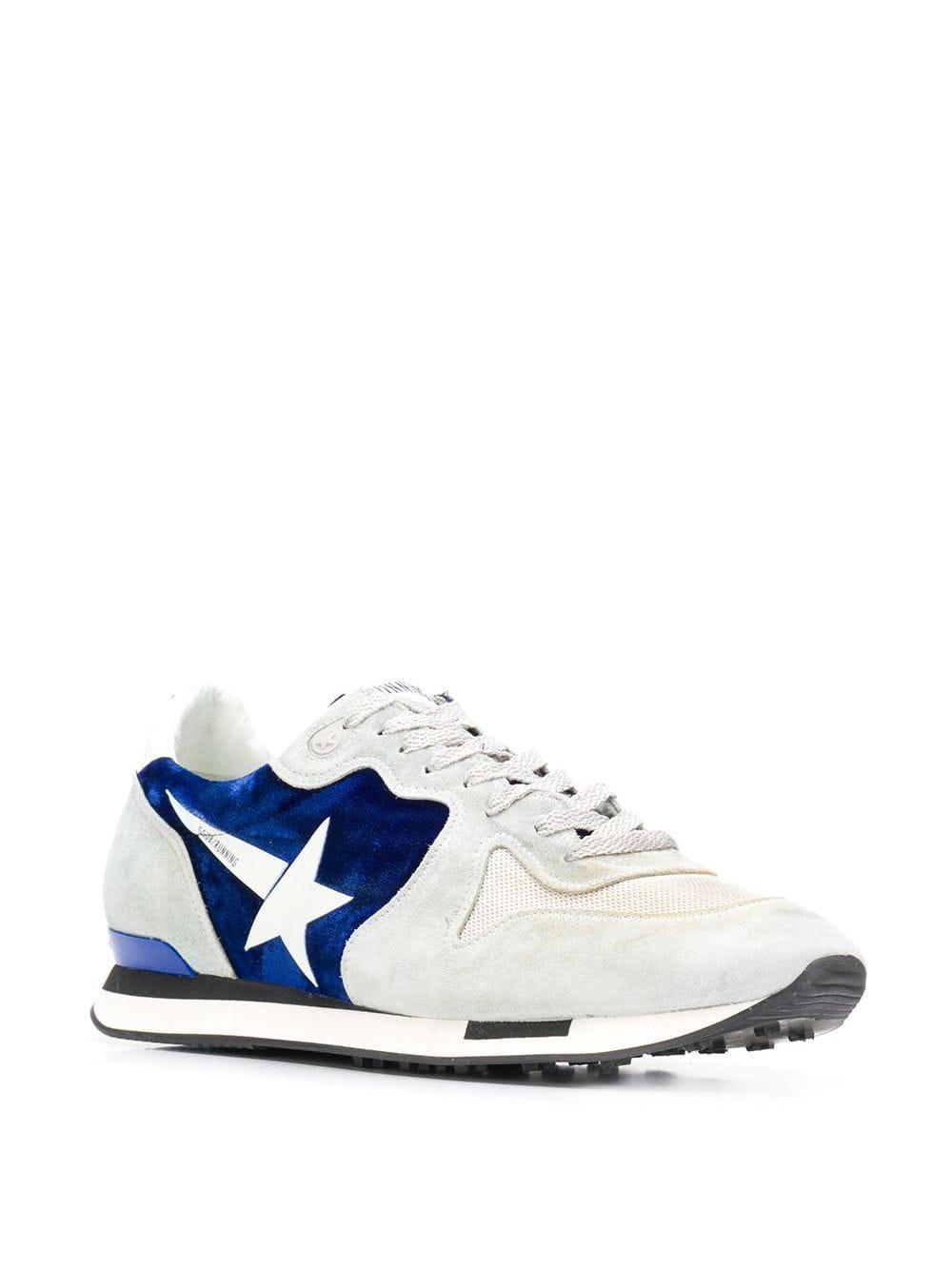 golden goose blue velvet sneakers