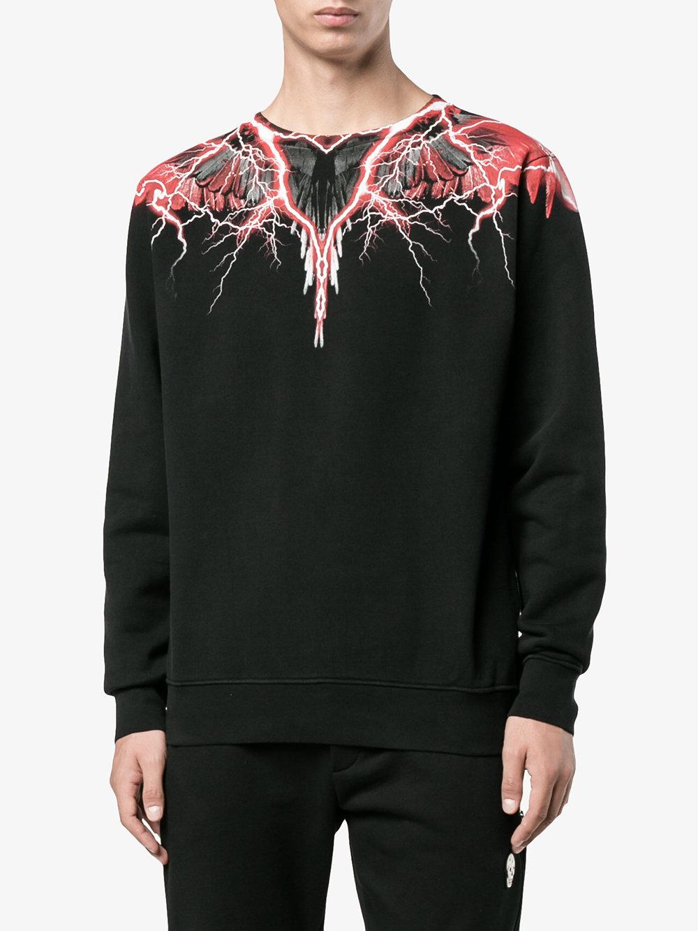 Marcelo Burlon Red Lightning Print Sweatshirt in Black for Men - Lyst