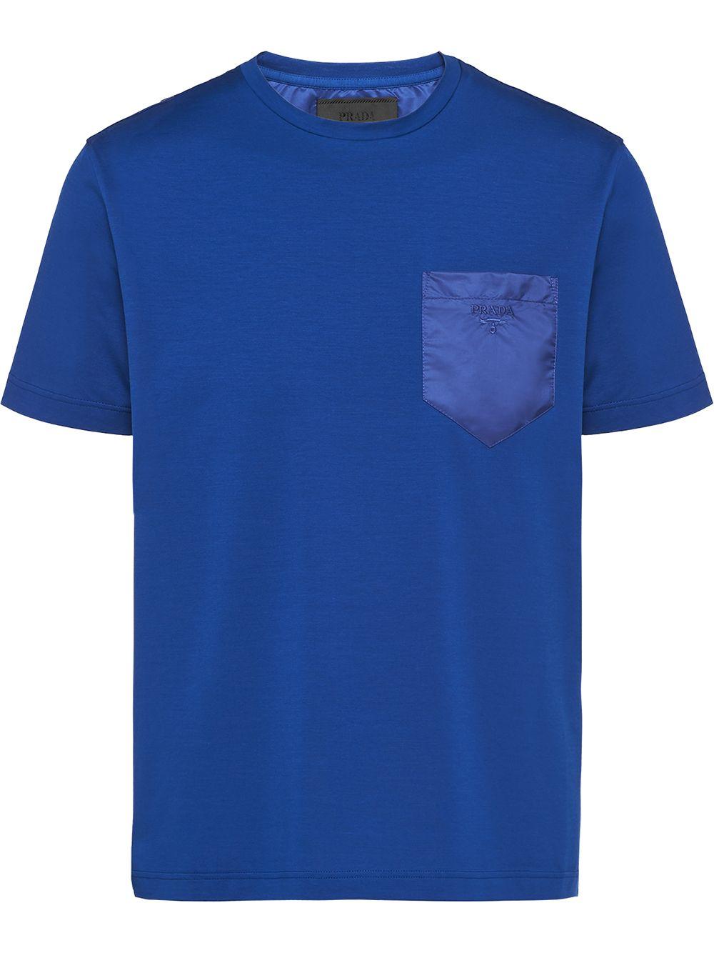 Prada Cotton Patch Pocket T-shirt in Blue for Men - Lyst
