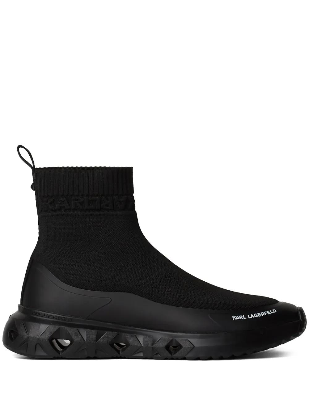 New Men\'s Karl Lagerfeldld Paris Knit Leather Sock Sneaker - 11 karl-lagerfeld-black-sock-  main image 3