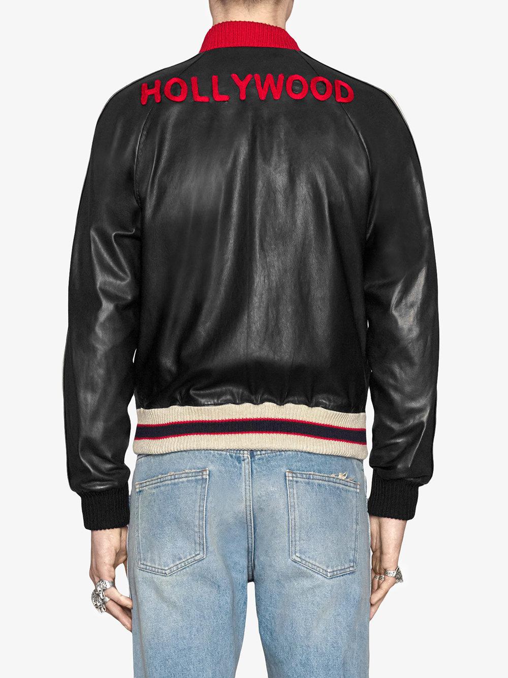 gucci mens leather bomber jacket