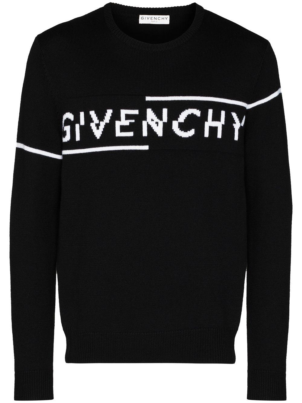 Givenchy Wool Logo Knit Jumper in Black for Men - Lyst