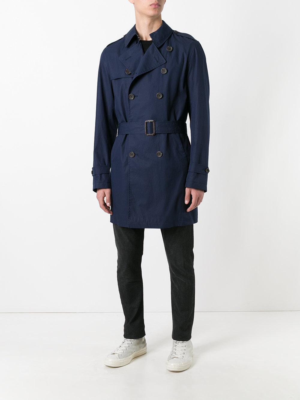 Sealup Cotton Belted Trench Coat in Blue for Men - Lyst