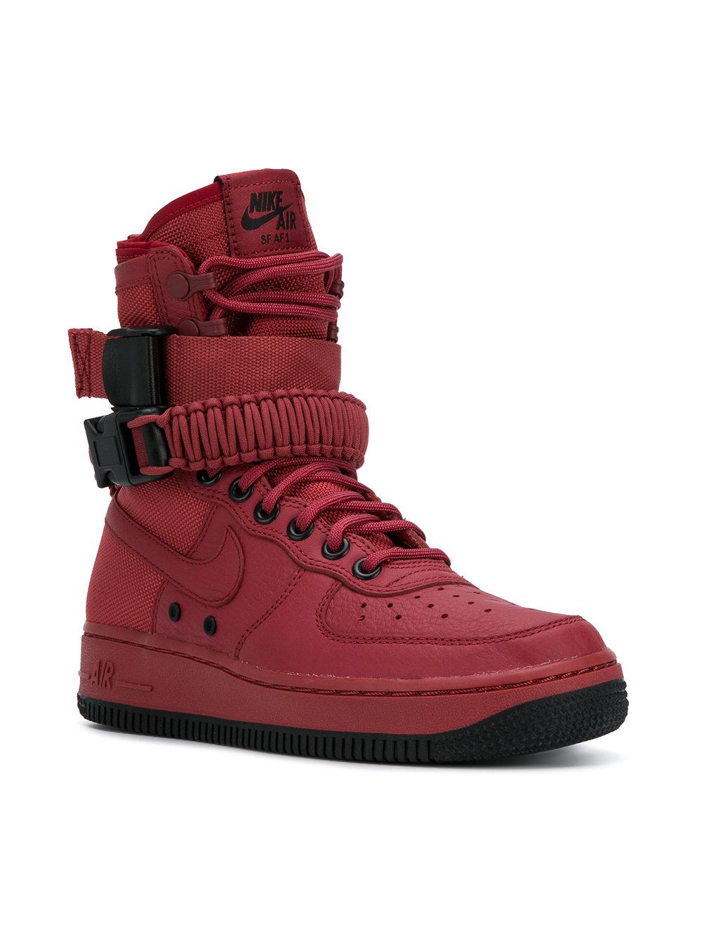 Nike Leather Sf Air Force 1 High Top Sneaker in Red - Lyst