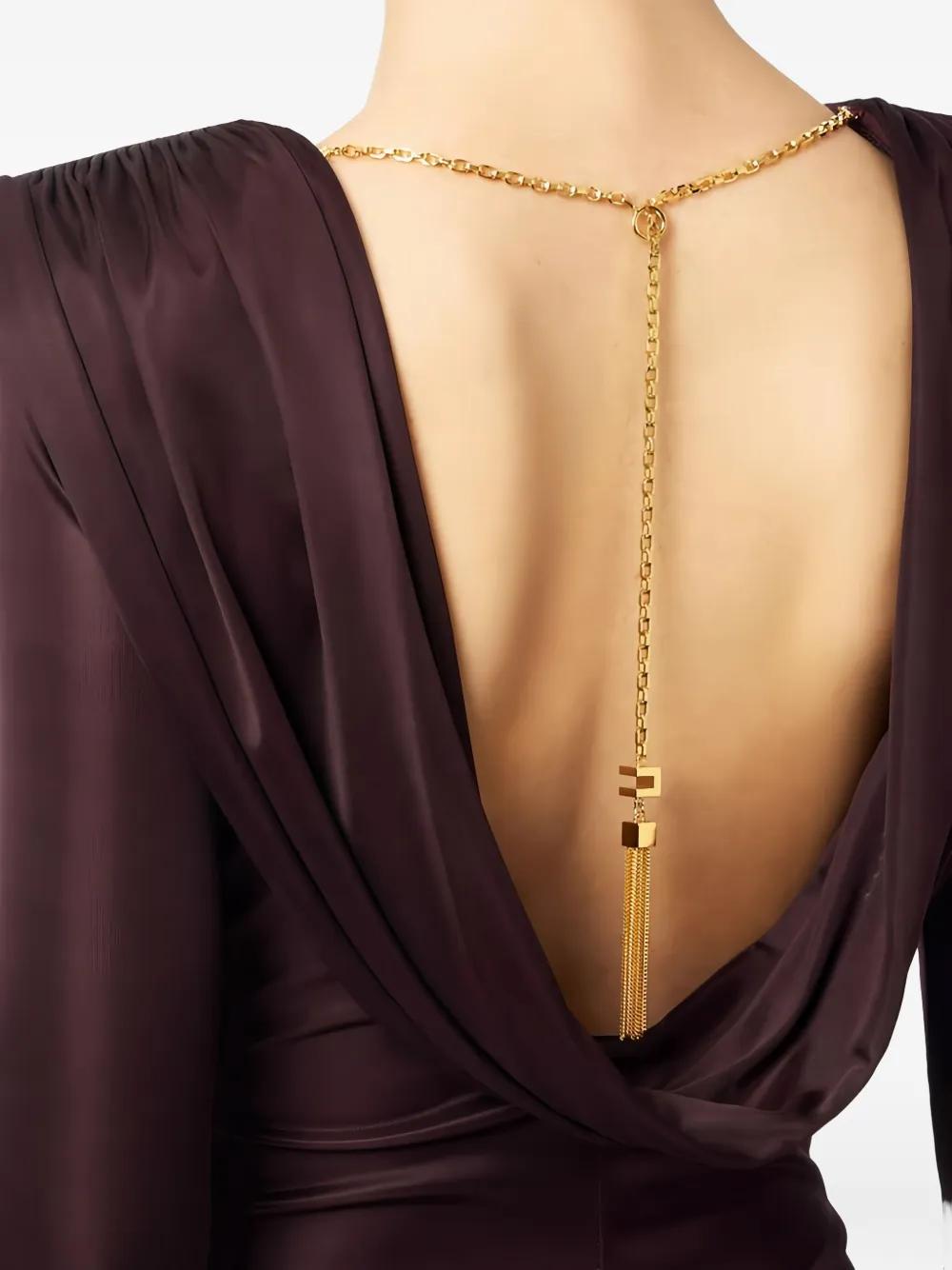 Elisabetta Franchi Open-Back Chain-Jewel Maxi Dress in Purple | Lyst