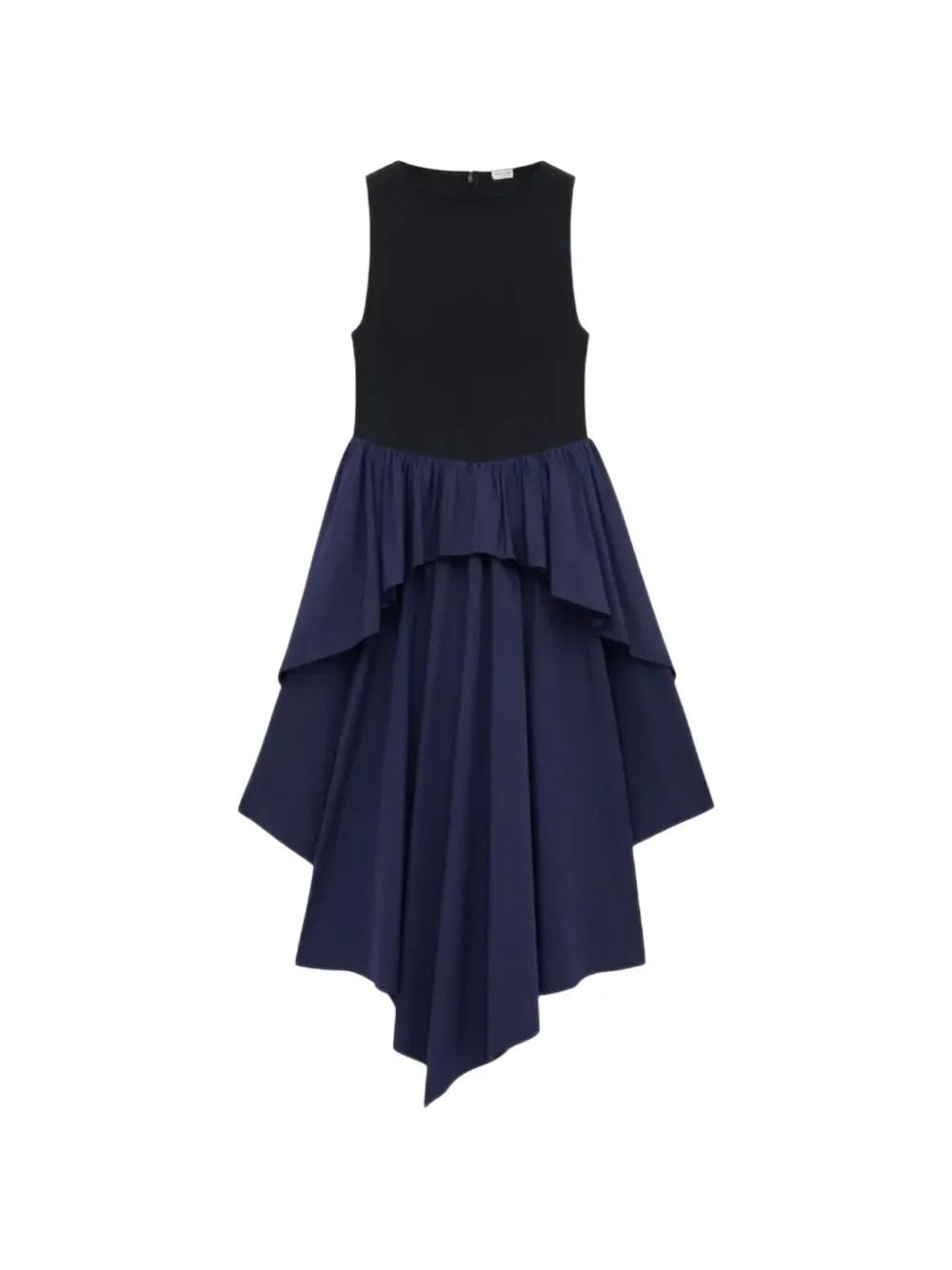 blue dress for baby girl Sleeveless layered asymmetric tiered long dress indie pink – fasfas main image 0