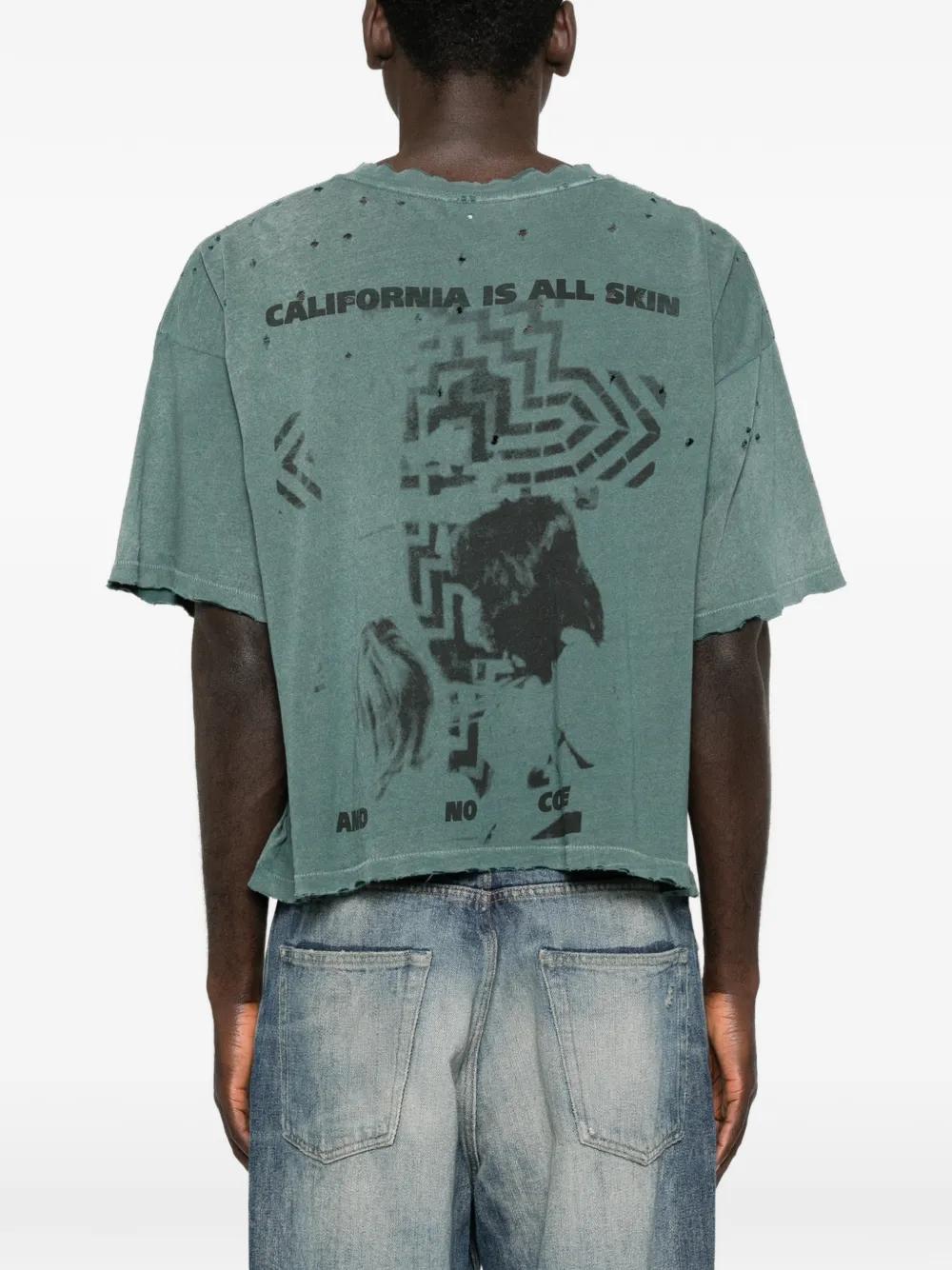 Enfants Riches Deprimes Distressed Graphic T-Shirt in Green for