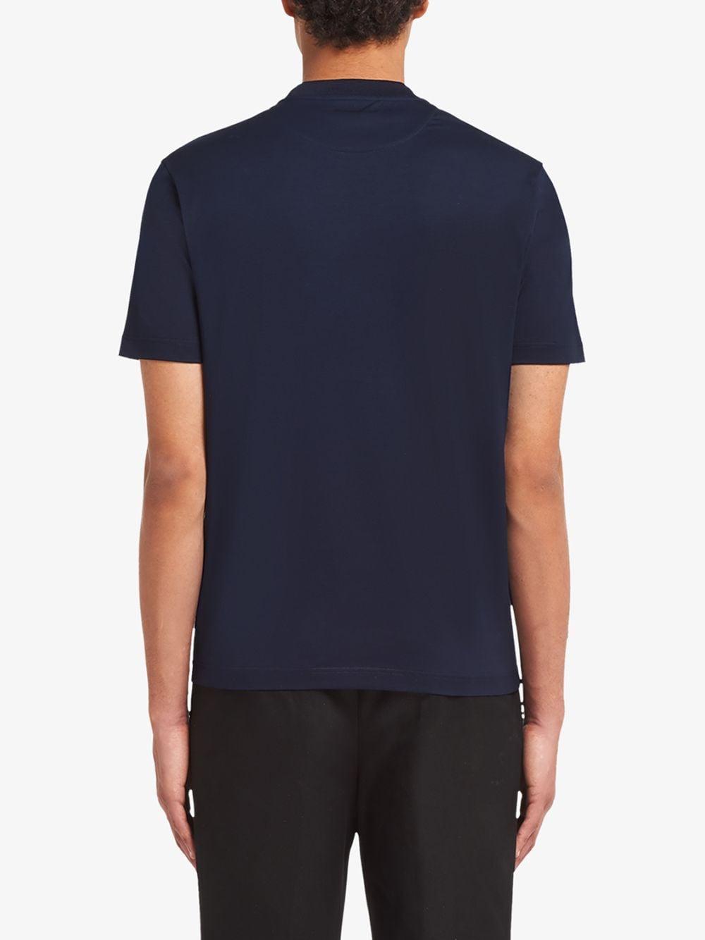 Prada Cotton Logo-print Crew-neck T-shirt in Blue for Men - Lyst