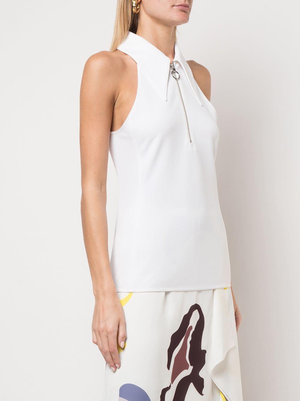 tibi structured crepe sleeveless blouse