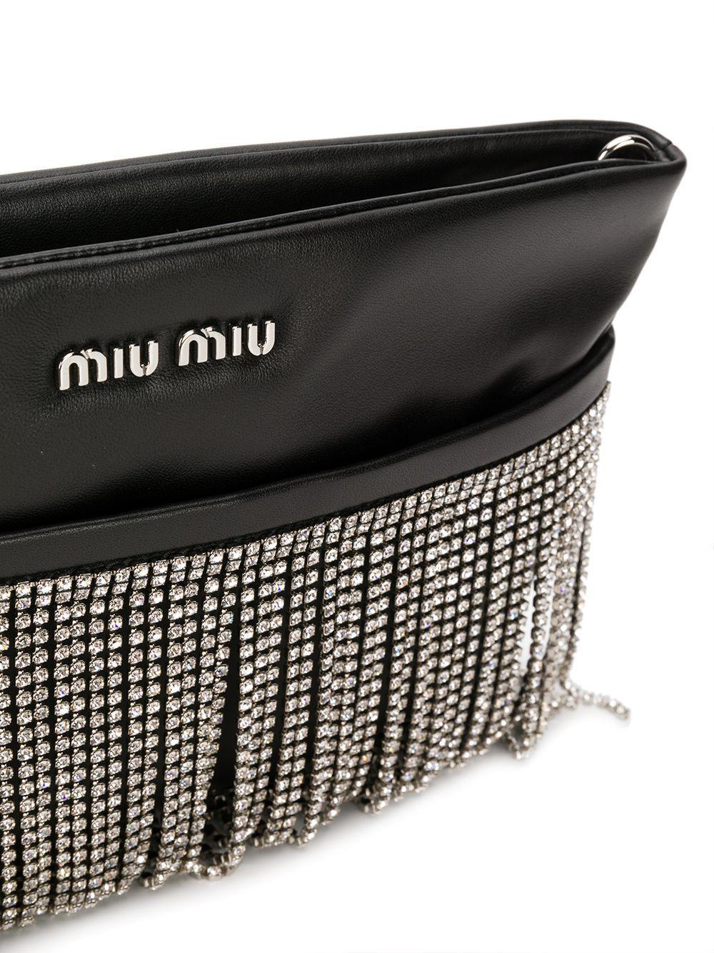 Miu Miu Leather Embellished Crossbody Bag in Black Save 40 Lyst