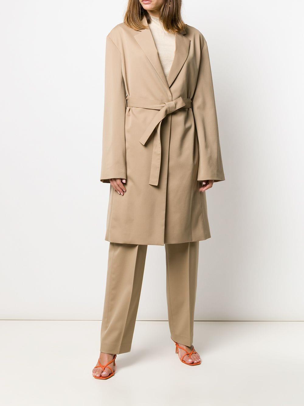 Filippa K Wool Amie Belted Mid-length Coat in Natural - Lyst