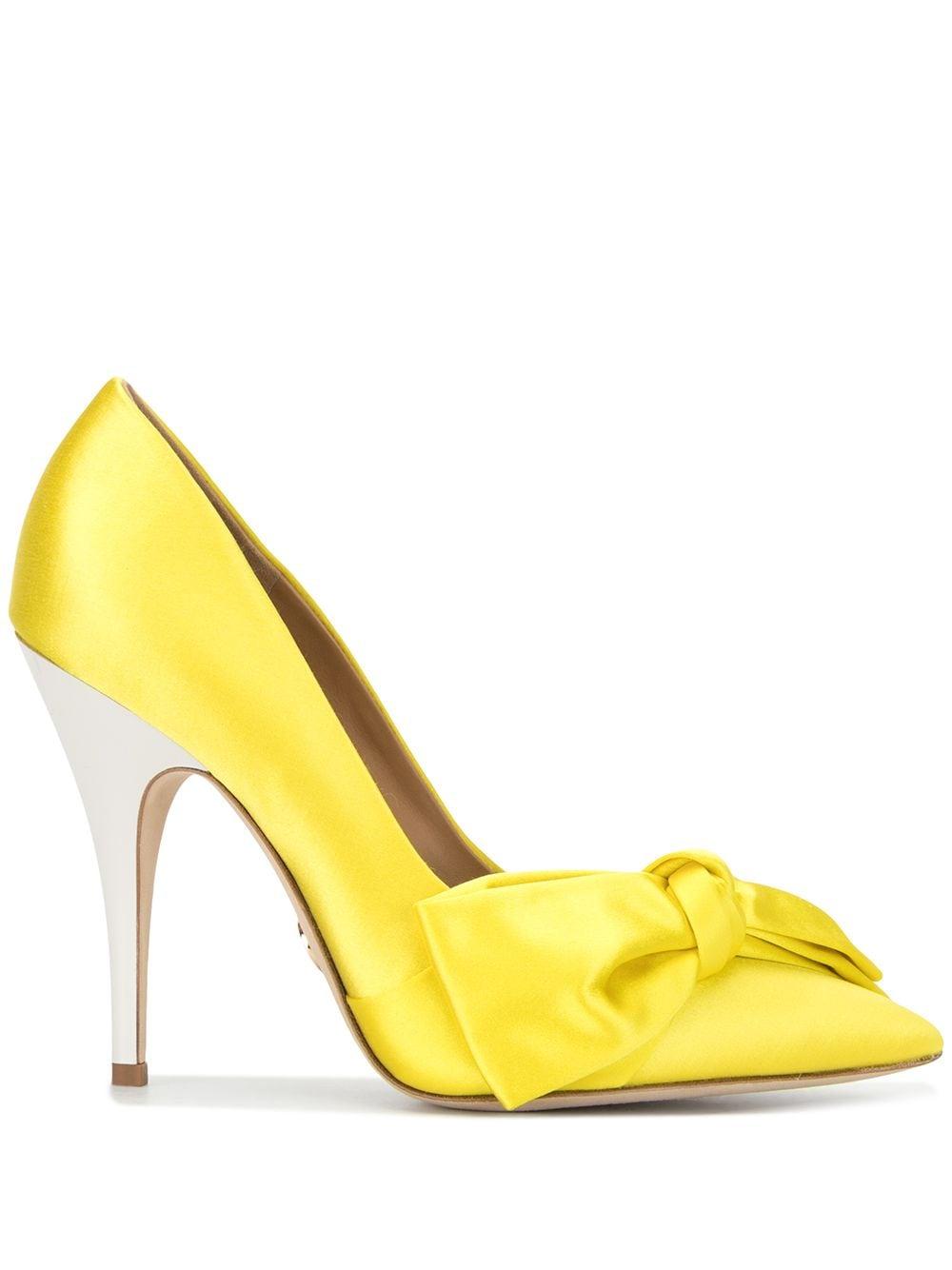 Tory Burch Bow Satin 110mm Pumps in Yellow - Lyst