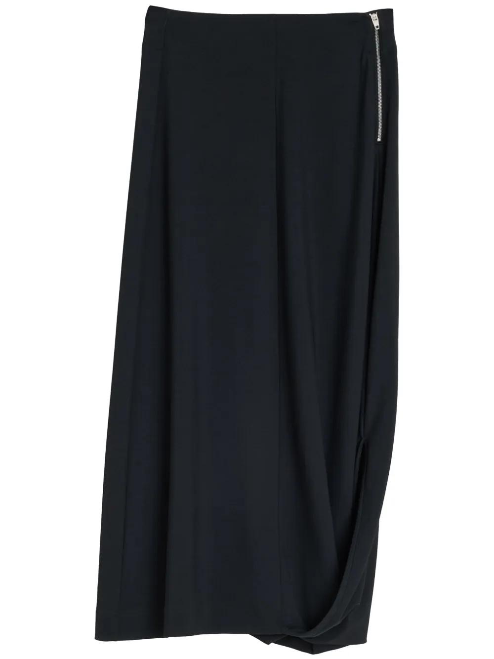 【関税込み】LEMAIRE ブラック ツイストヘム ミディアムスカート lemaire-designer-black-Twisted