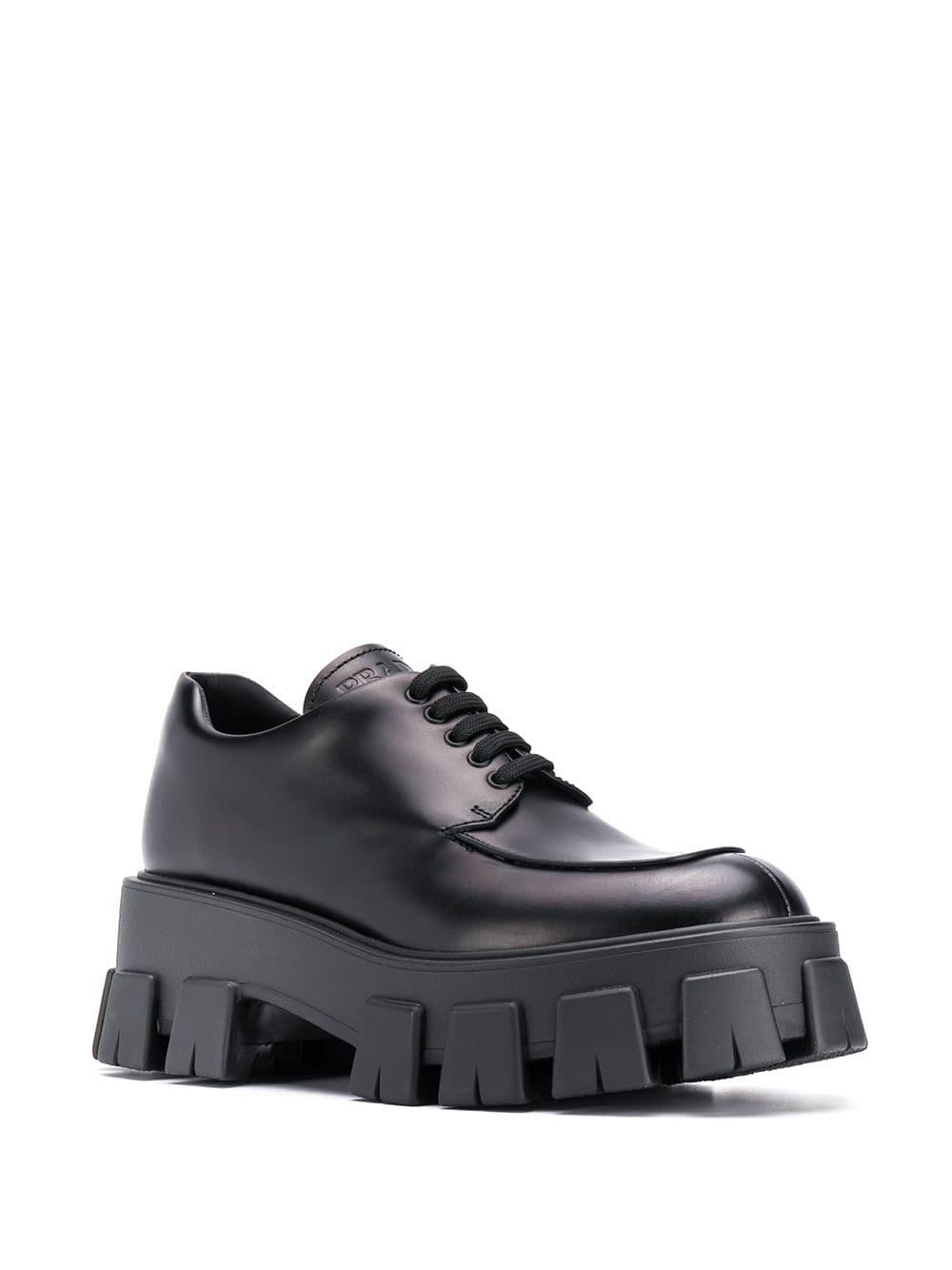 Zapatos con cordones y plataforma Prada de Cuero de color Negro | Lyst