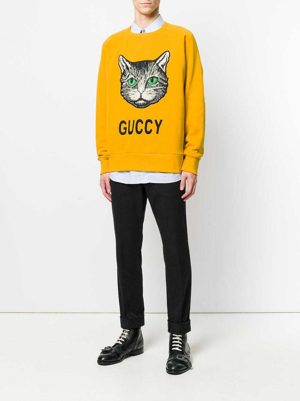 Gucci Wool Cat Appliquéd Sweatshirt in Yellow & Orange (Yellow) for Men |  Lyst