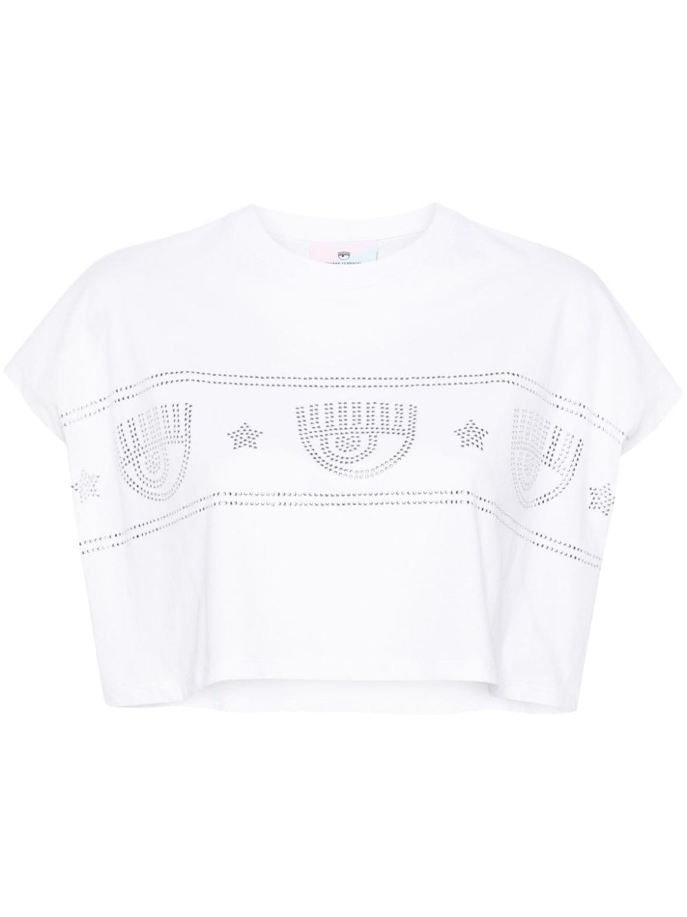Chiara Ferragni logo-print cropped polo top - White