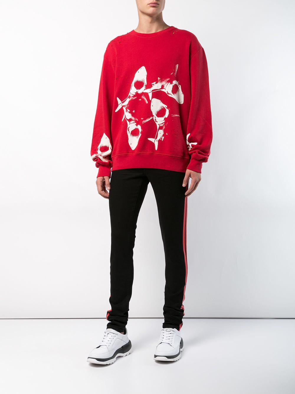 red printed sweatshirt