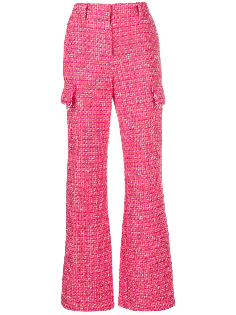 Patrizia Pepe Mid-rise Tweed Straight-leg Trousers in Pink