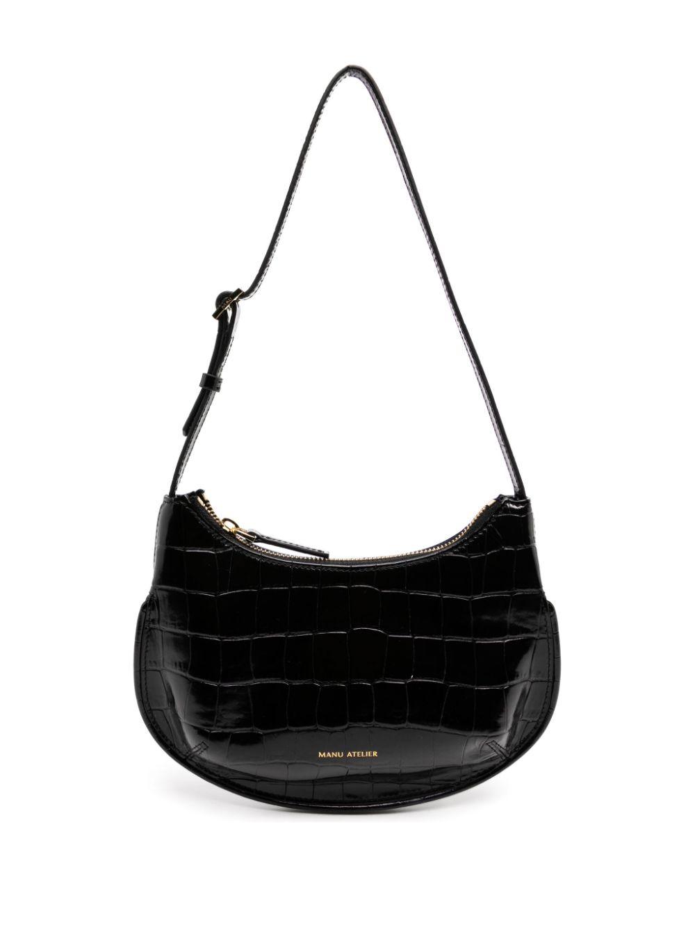 MANU Atelier レディース ブラック Ilda クロコエンボス ショルダー  