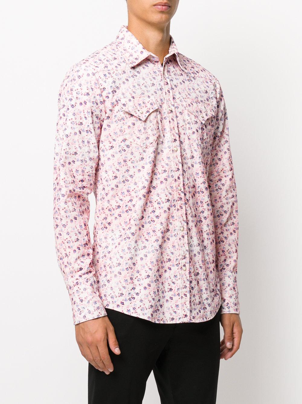 DSquared² Corduroy Floral Print Shirt in Pink & Purple ...
