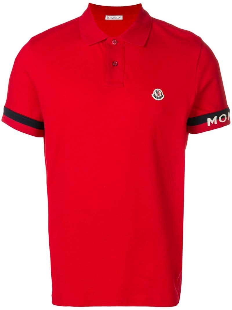 Moncler Logo Polo Shirt in Red for Men - Lyst