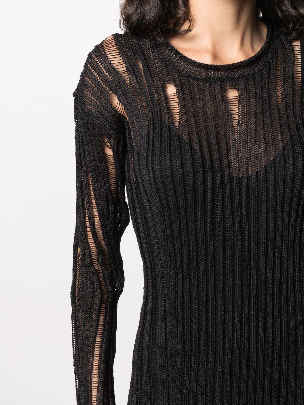 DIESEL Open-knit Destroyed Midi Dress in Black | Lyst UK
