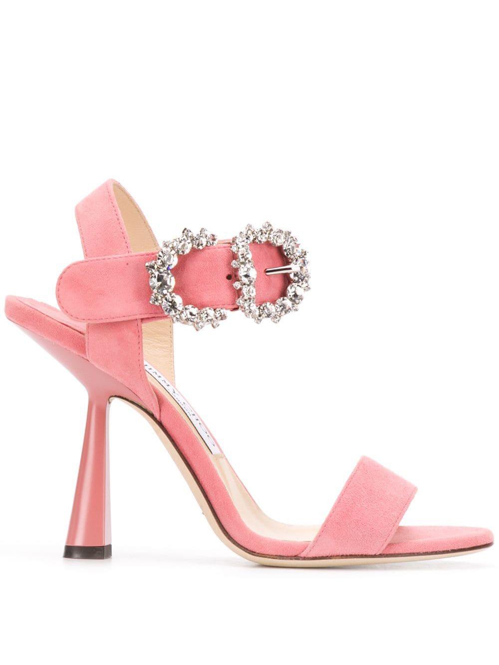 Jimmy Choo Suede Sereno 100 Sandals in Pink - Lyst