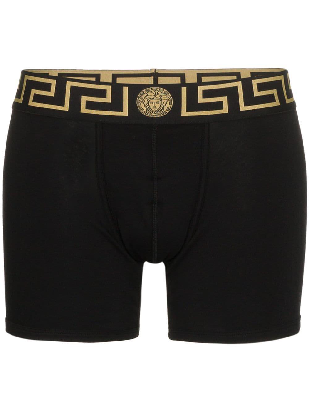 Versace Cotton Gold Trim Logo Boxers in Black for Men - Save 33% - Lyst