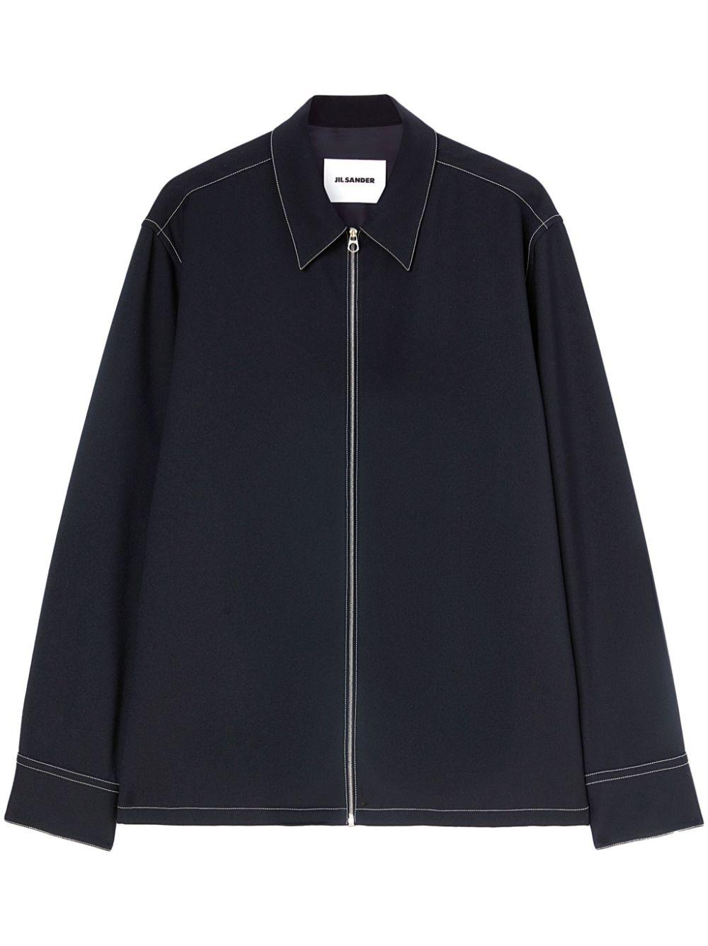 Jil Sander メンズ ブルー ジップアップ シャツジャケット ジャケット