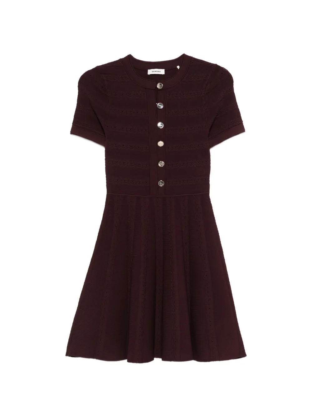 Sandro Mini Button Knitted Dress in Purple | Lyst Sandro Mini Button Knitted Dress in Purple | Lyst