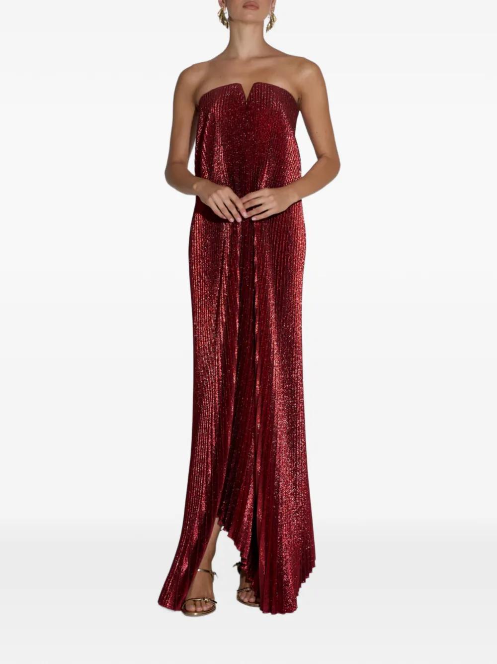 strapless open back dress Prim Pleated Dress