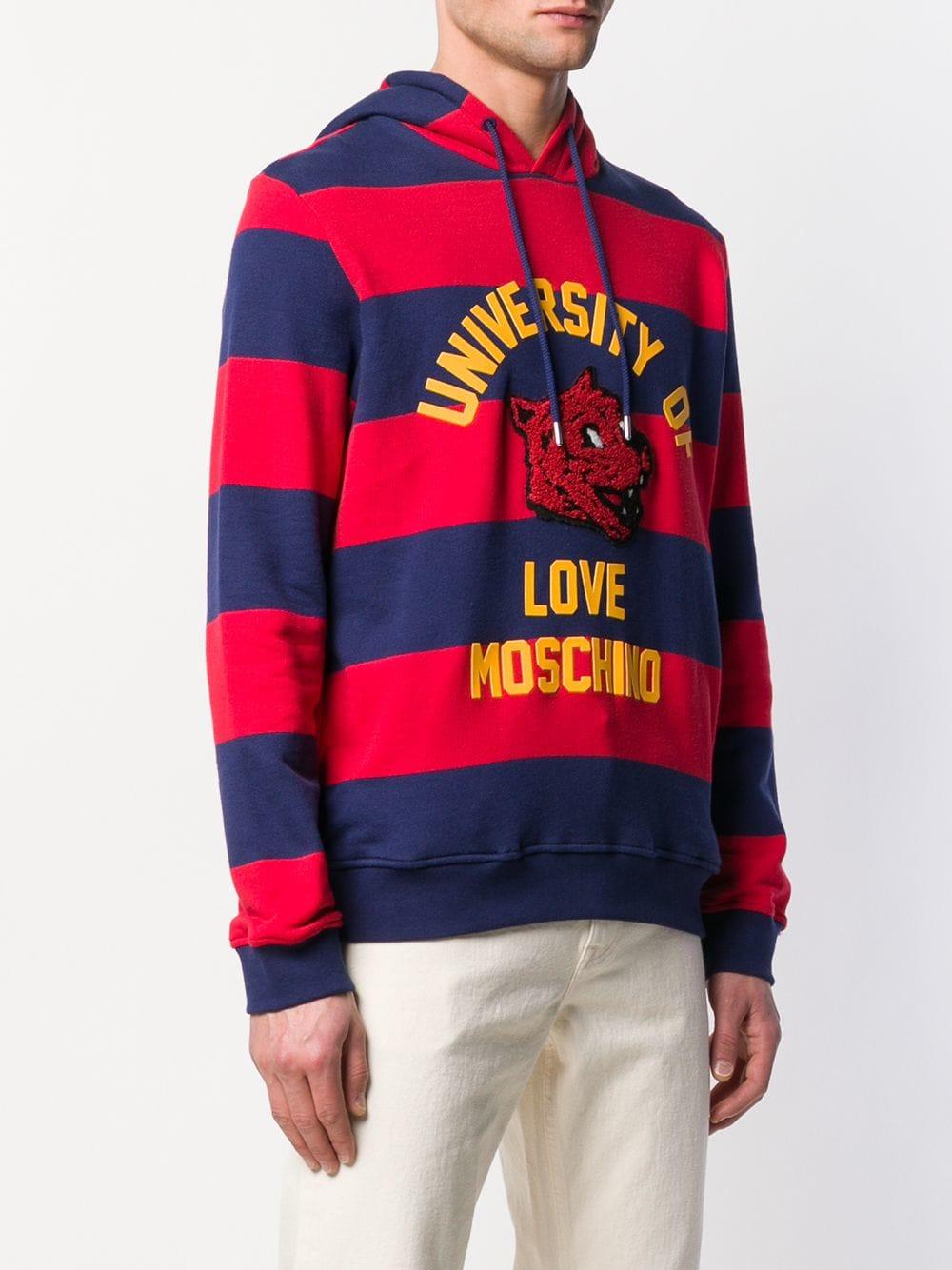 Love Moschino Cotton University Striped Hoodie in Red for Men - Lyst