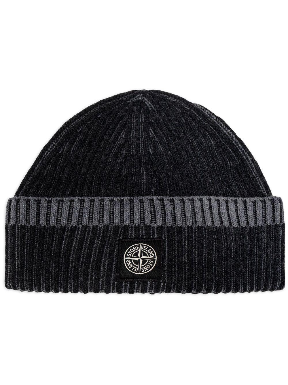 Stone Island Logo Patch Beanie Hat in Black for Men Lyst UK